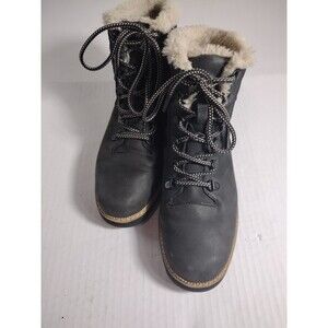 Women's Toms Mojave Waterproof Hiker Boots Black Shearling Fur 7 Ankle